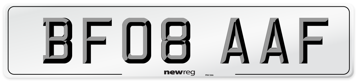 BF08 AAF Number Plate from New Reg